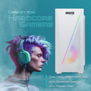 GEONIX X10 ATX Gaming Cabinet with 3 RGB Fans , 2 USB 2.0 Slots, 2 HDD Slots, USB 3.0 Slot,Ssd Slot,7 Expansion Pci Sockets