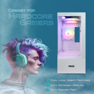 GEONIX X30 ATX Gaming Cabinet & Computer Case with 3 RGB Fans, USB 3.0 & 2.0 Slot, HDD Slots x2, 7 Expansion Pci Sockets (White)