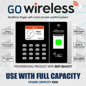 Realtime RS 9w with WiFi Attendance with Access Control System with User Validity and 12V Adapter (Fingerprint, ID Card, Password)