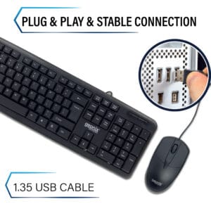 Geonix Wired keyboard mouse combo, Quick and hassle-free setup with plug-and-play USB connectivity-GXBK-01 GXBM-01